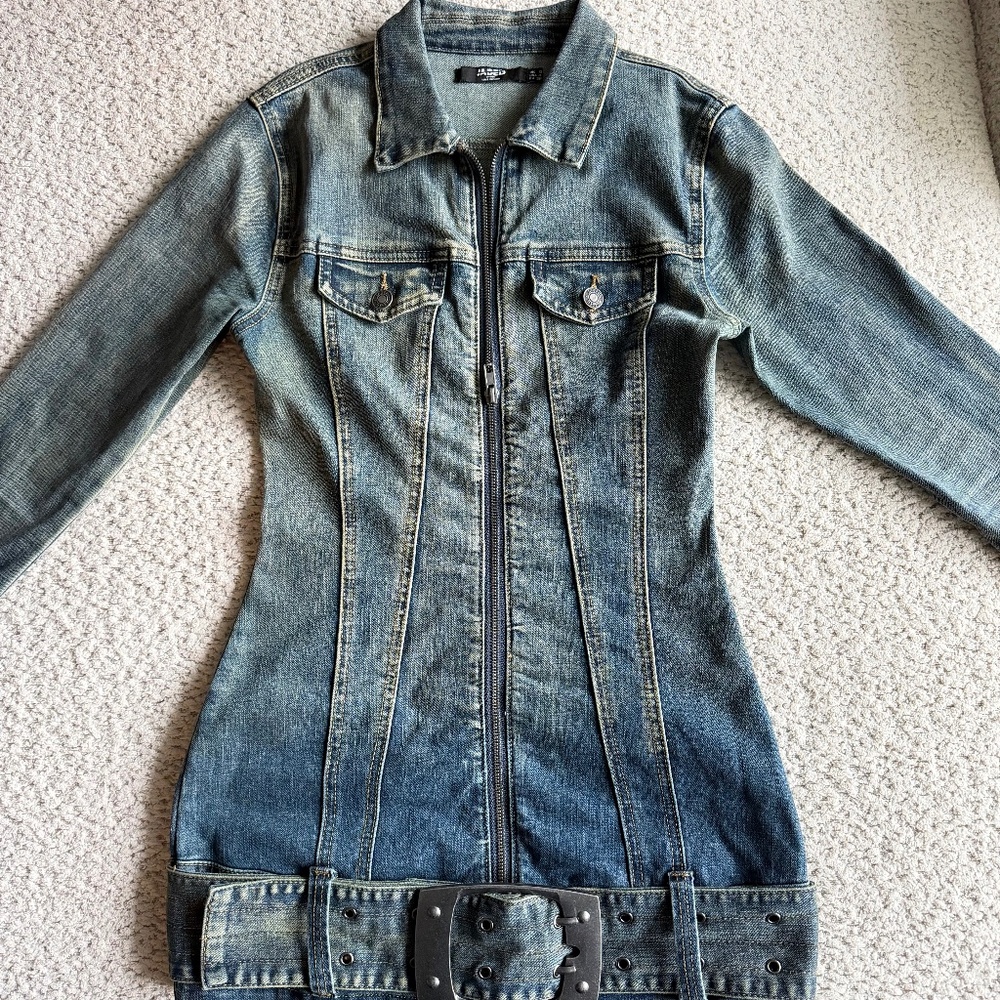 Jaded London Steel City Belted Denim Mini Dress